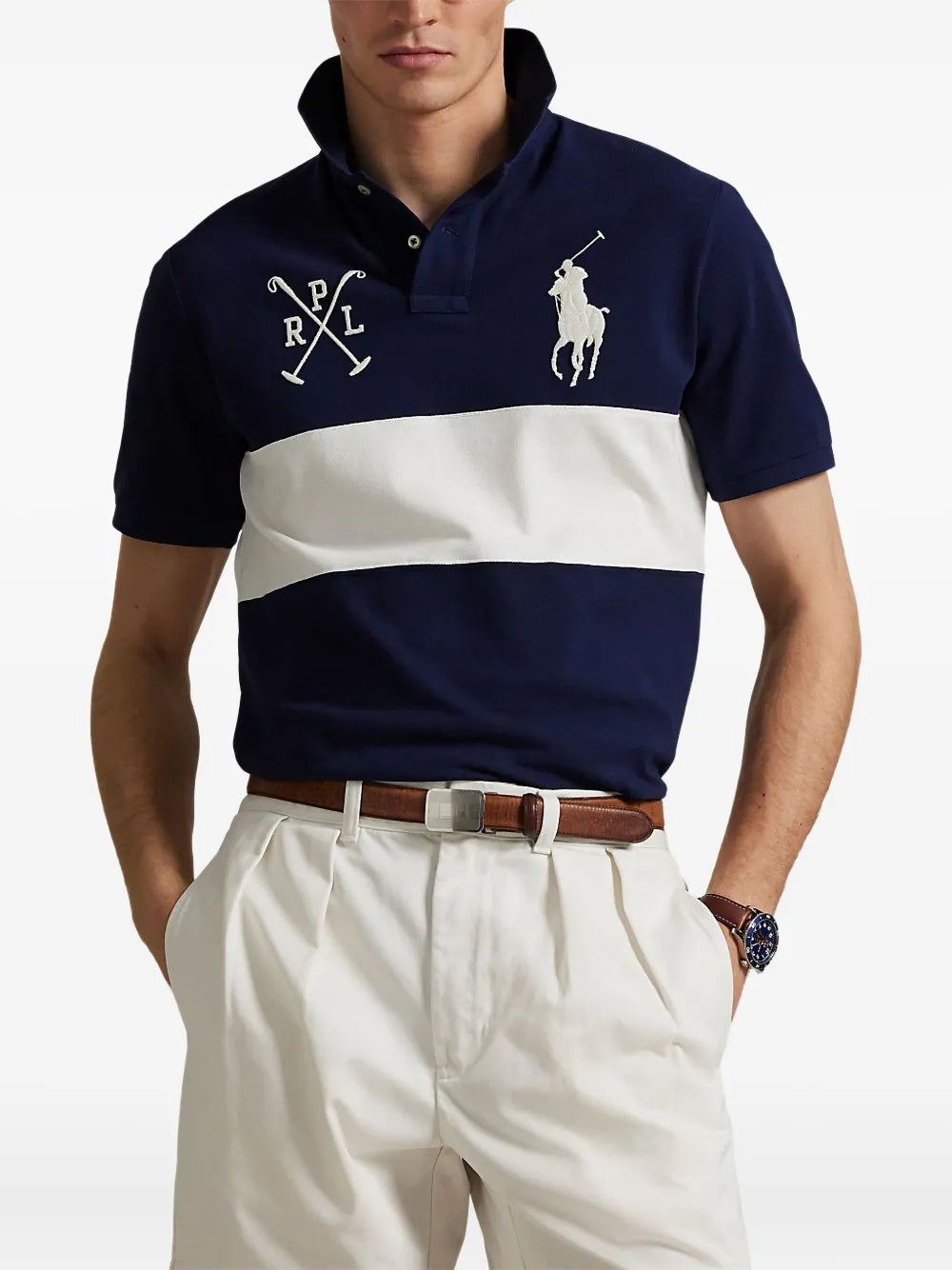 camisa polo de algodão