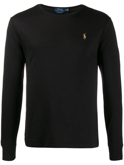 camiseta de manga comprida bordada com logotipo