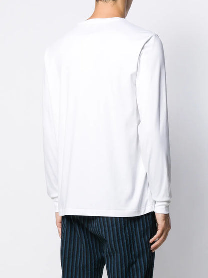 camiseta de manga comprida com logotipo bordado