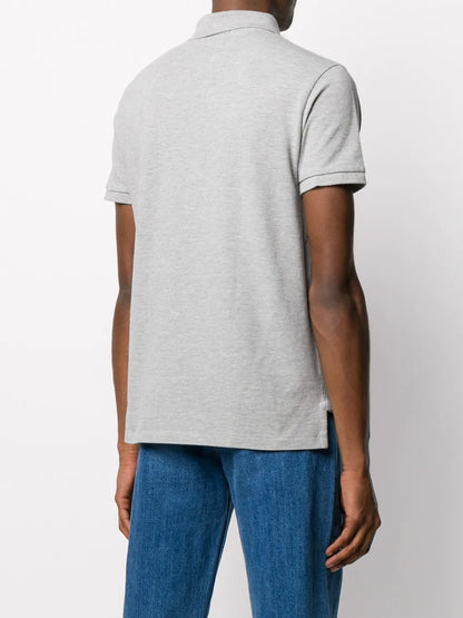 camisa polo de manga curta com logotipo bordado