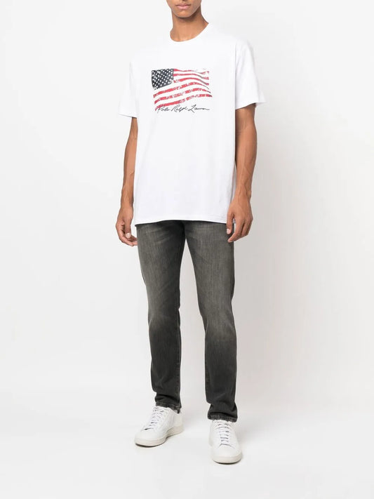 jeans de cintura baixa e corte slim