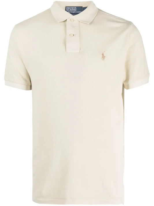 camisa polo de algodão com logotipo bordado