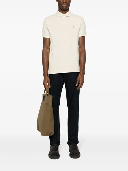 camisa polo de algodão com logotipo bordado