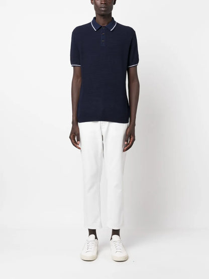 camisa polo de manga curta com logotipo bordado