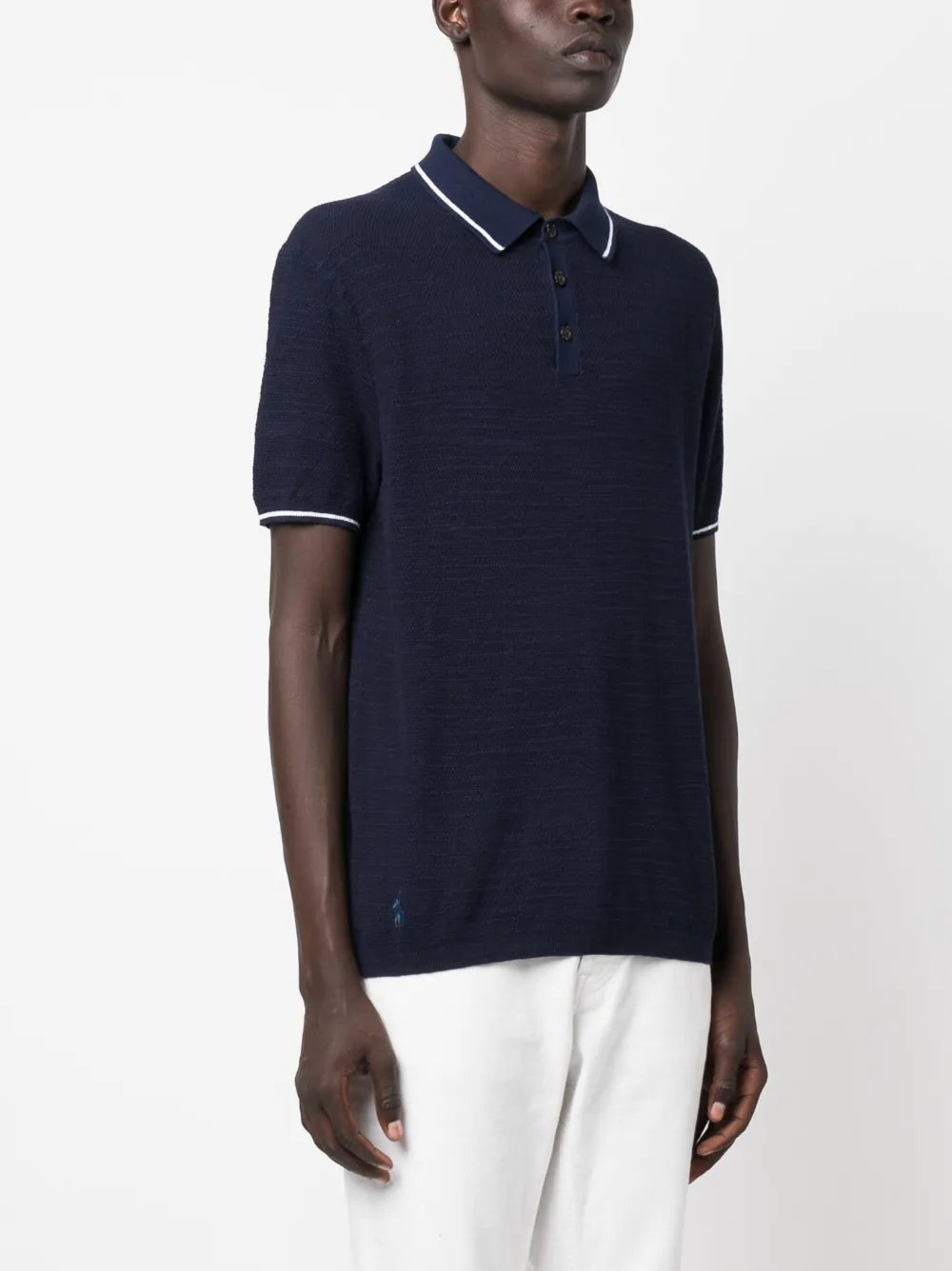 camisa polo de manga curta com logotipo bordado