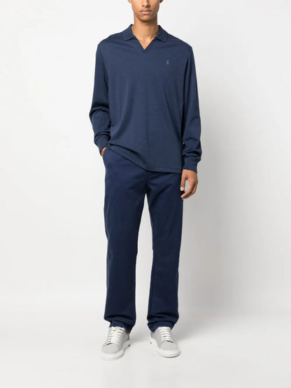 camisa polo de algodão com gola aberta