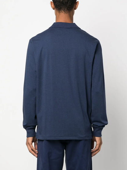 camisa polo de algodão com gola aberta