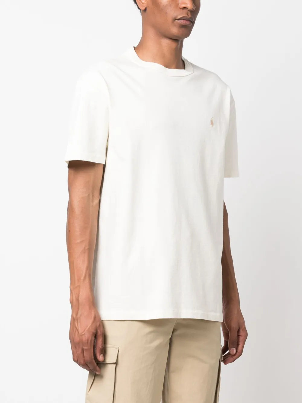 camiseta de algodão com logotipo bordado