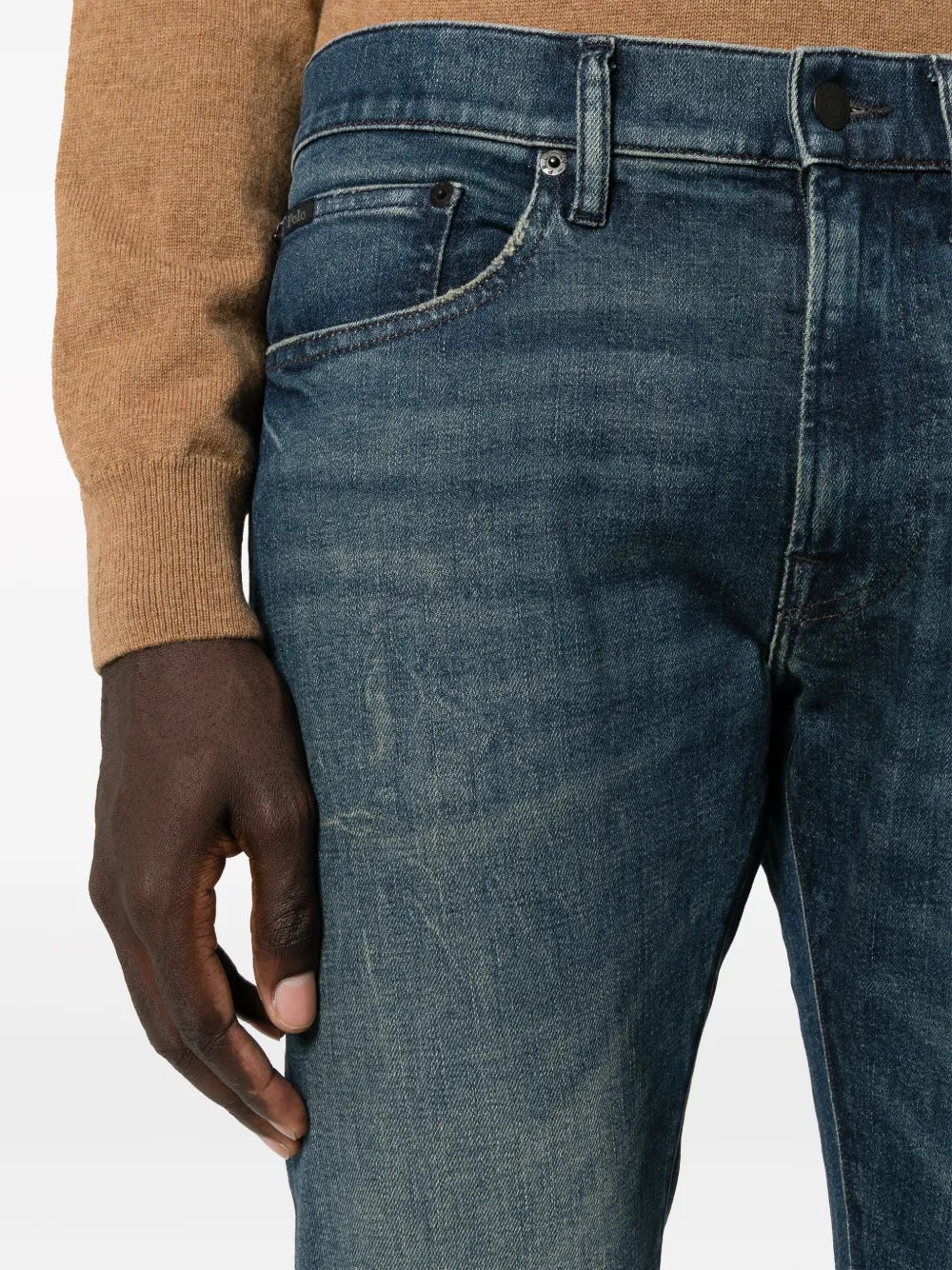 jeans slim fit de cintura baixa