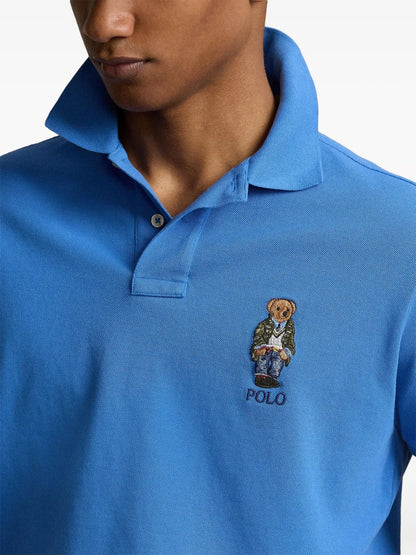 Camisa polo de algodão bordada com urso Polo