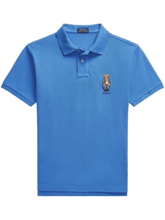 Camisa polo de algodão bordada com urso Polo