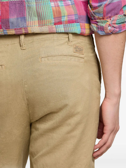 shorts chino de mistura de algodão e linho