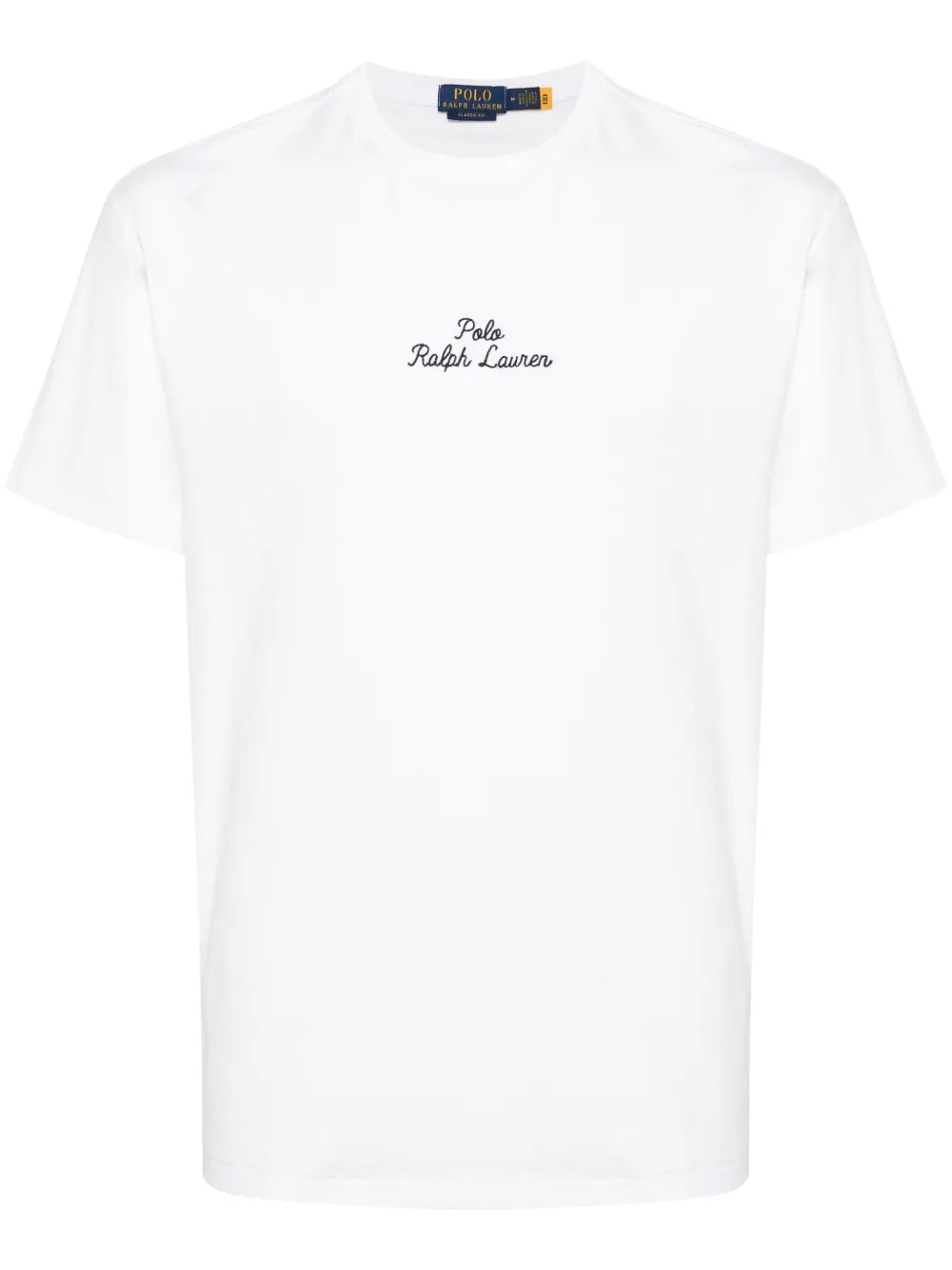 camiseta de algodão com logotipo bordado