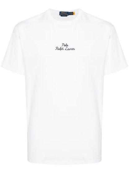 camiseta de algodão com logotipo bordado