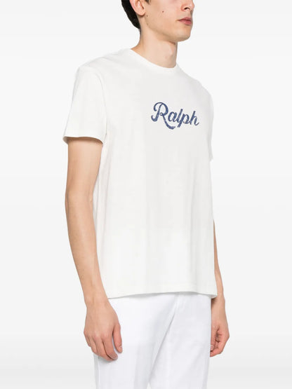 camiseta de algodão com estampa de logotipo