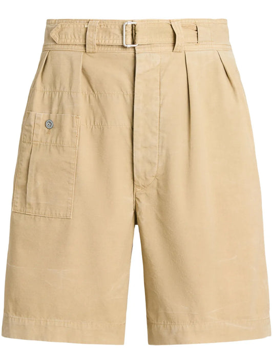 shorts de algodão com cinto