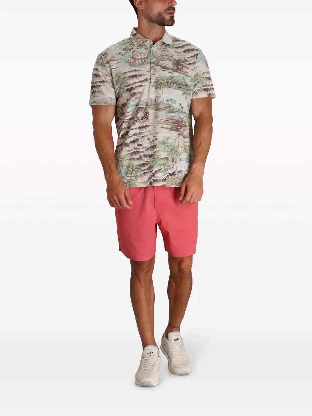 camisa polo de algodão com estampa gráfica