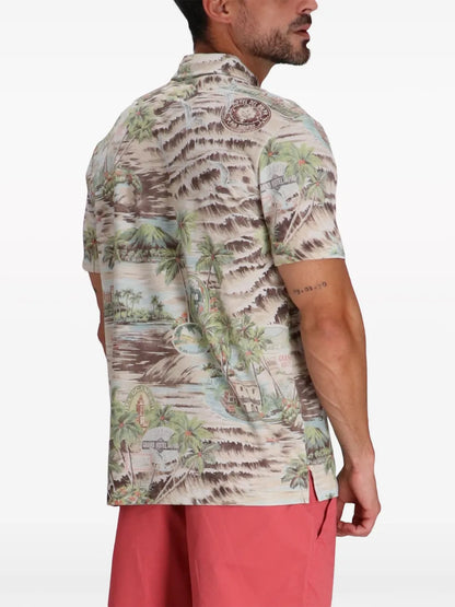 camisa polo de algodão com estampa gráfica