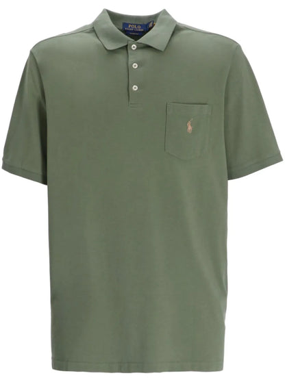 camisa polo de algodão com logotipo bordado