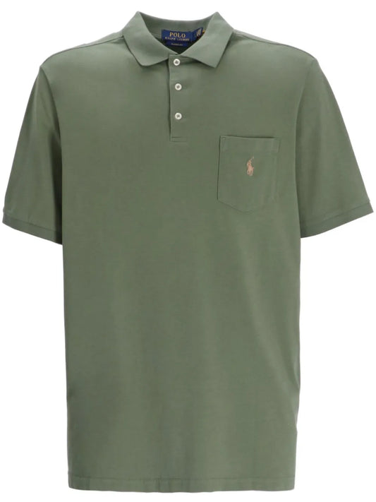 camisa polo de algodão com logotipo bordado