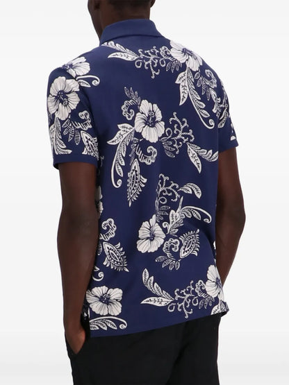 camisa polo com estampa floral