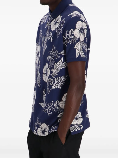 camisa polo com estampa floral