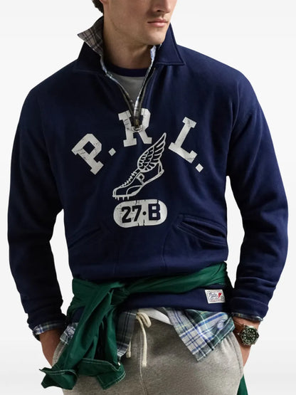 camisa polo com estampa de logotipo