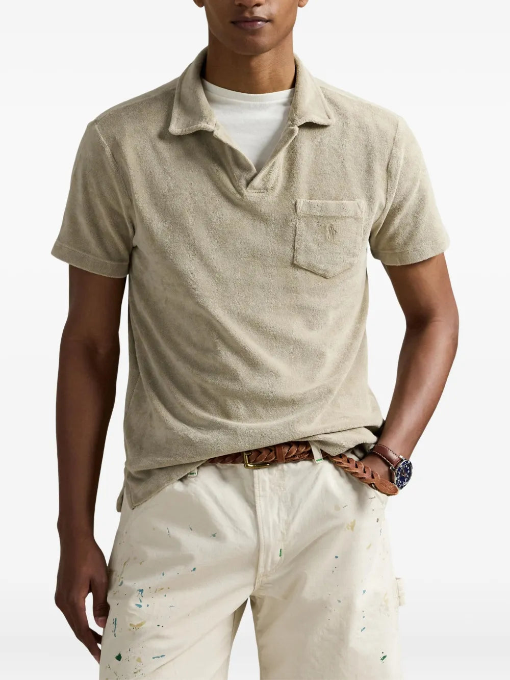 camisa polo terry tingida com minerais