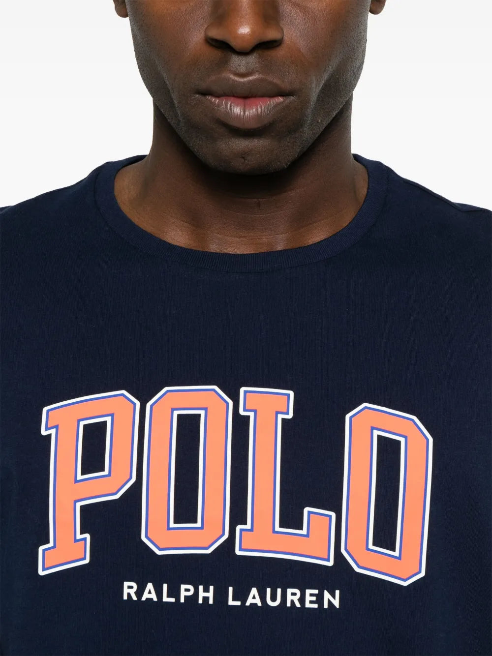 camiseta de malha com estampa de logotipo